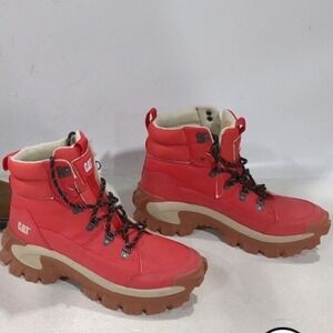 RARE RED SAMPLE Caterpillar CAT Eco Trespass Waterproof Boots Chunky US 9/UK 8